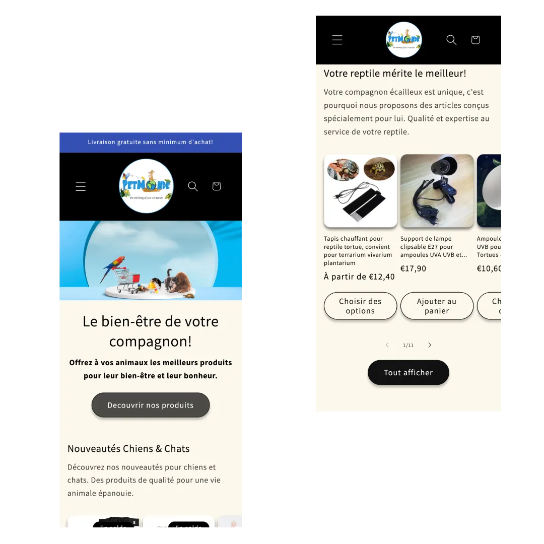 Petmonde mobile view